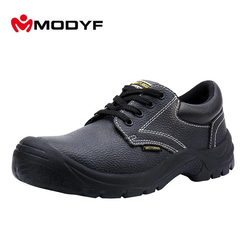

MODYF Men Steel Toe Work Safety Shoes Leather Casual Outdoor Steel Midsole Boots Puncture Proof Non Slip Footwear