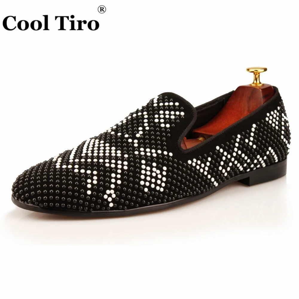 Strass Men Loafers Black Suede Slippers Dress Shoes Men's Flats (5)