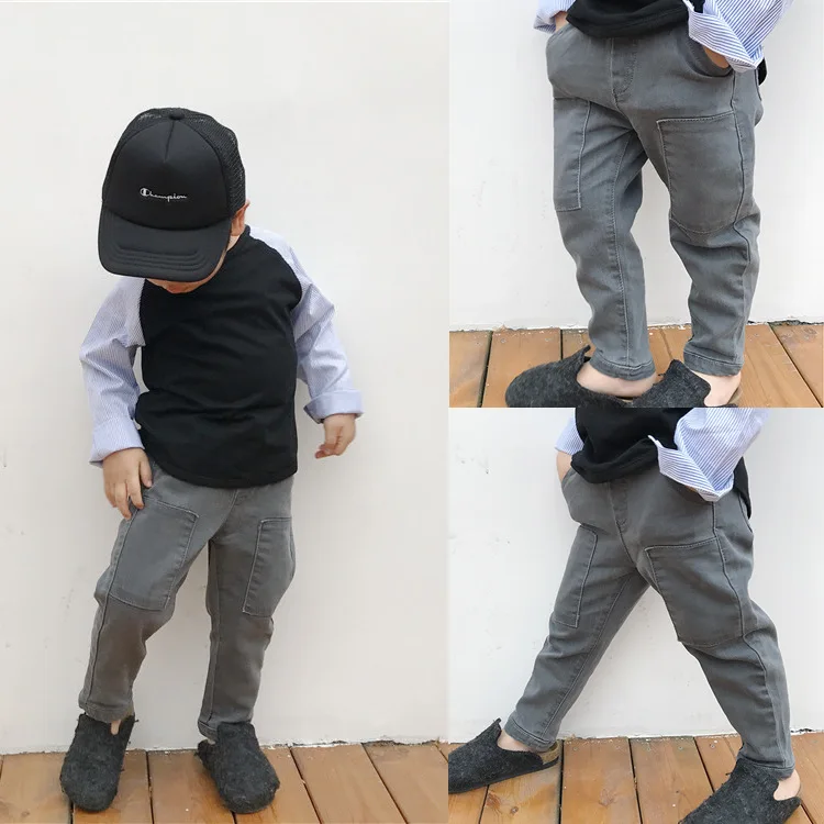 Boys Jeans Kids Trousers Fashion Children Girls Denim Pants Spring Autumn Baby Casual soft Long Pants Elastic Jeans Color Gray Boys Jeans Kids Trousers Fashion Children Girls Denim Pants Spring Autumn Baby Casual soft Long Pants Elastic Jeans Color Gray