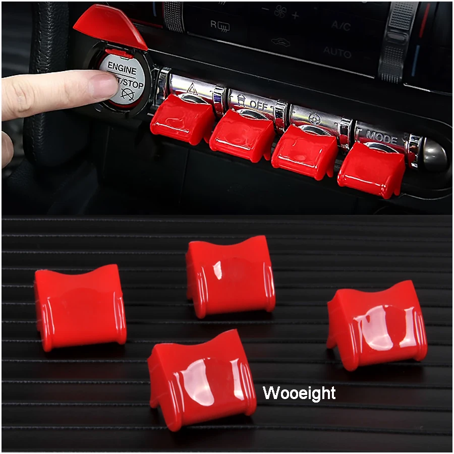 4Pcs Car Styling ABS Interior Center Decoration Cap Control Navigation GPS Button Knob Cover For Ford Mustang 2015 2016 2017 (6)