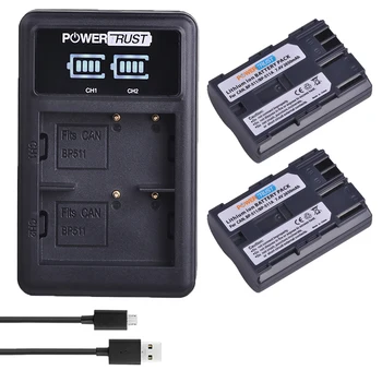 

2Pcs 2650mAh BP-511 BP 511 BP511 BP511A Camera Battery + LED Dual USB Charger for Canon EOS 40D 300D 5D 20D 30D 50D
