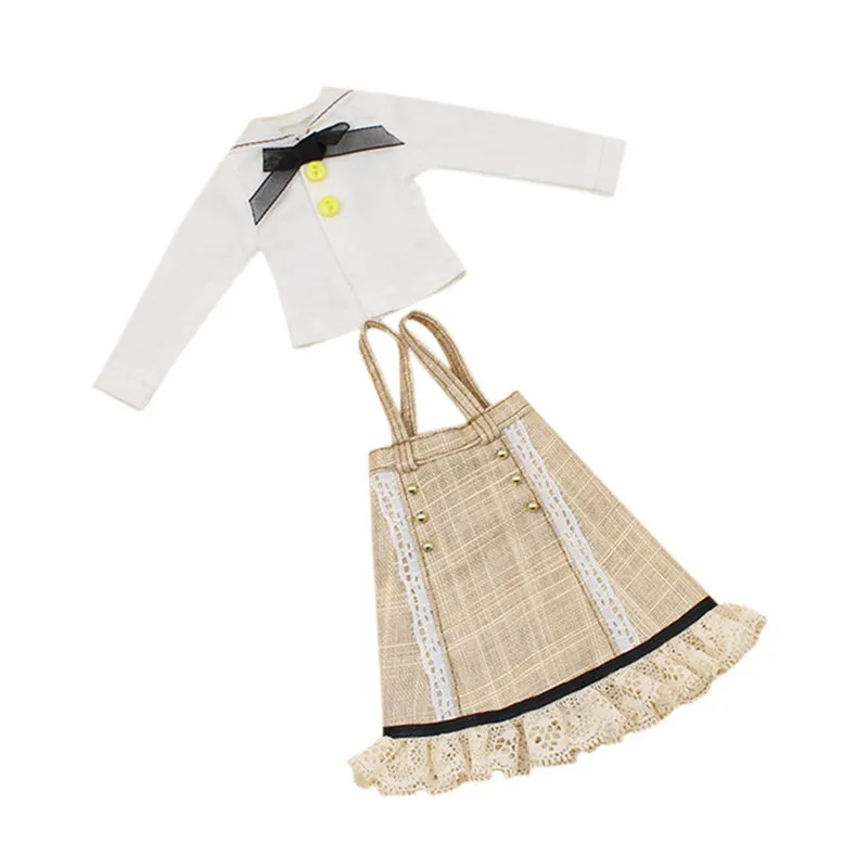 

blyth doll clothes , White T-shirt, beige skirt,1/6 doll 30cm