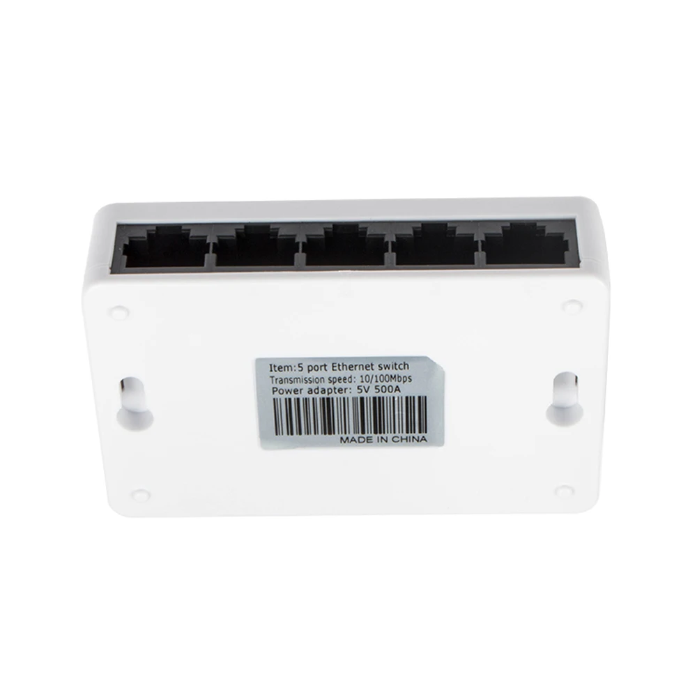 RJ45 Network Switch 5 Ports Fast Ethernet 10/100Mbps LAN Switcher Hub with Power Adapter for Desktop PC