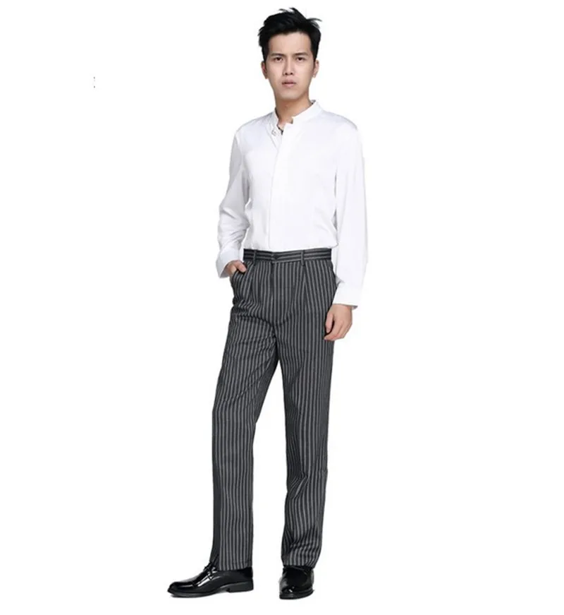 Newest hotel food service autumn Cook pants work pants checked striped chef unisex chef trousers