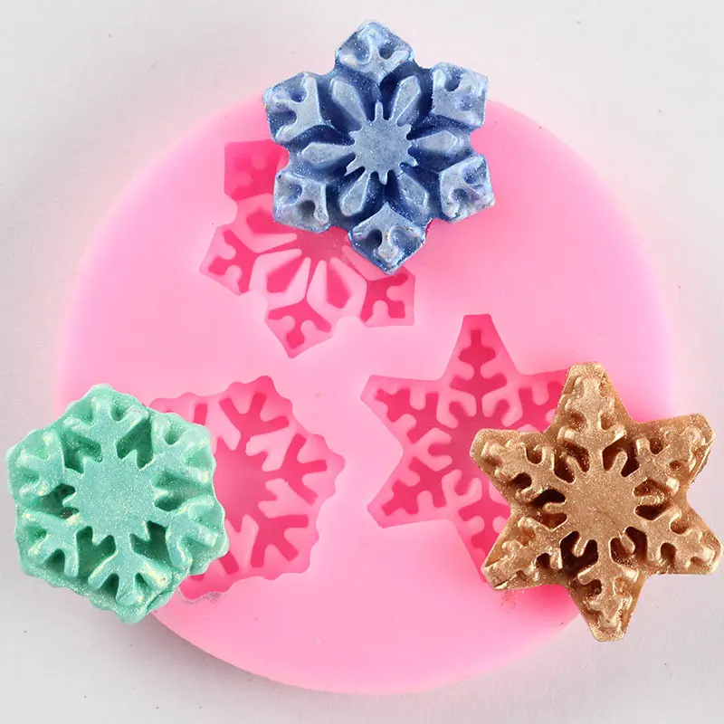 Рождественская форма снежинки, силиконовая форма для пирога, посуда для выпекания, форма для шоколадных конфет, рождественские помадные инструменты для украшения выпечки, торта