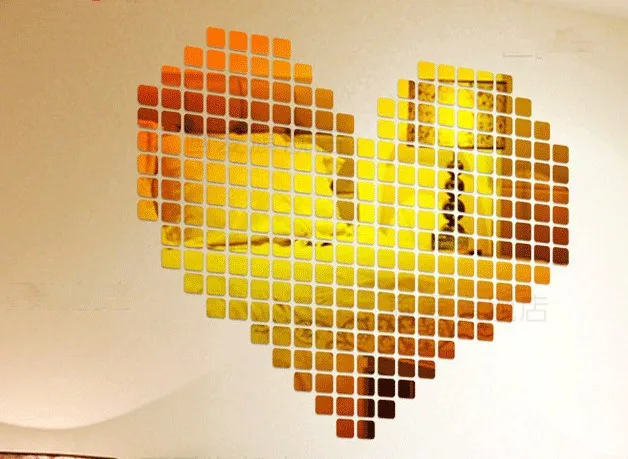 

200pcs Decorative Stylish 2x2cm 3D Wall Sticker Mosaic Mirror Effect Living Room Decor Stick On Modern