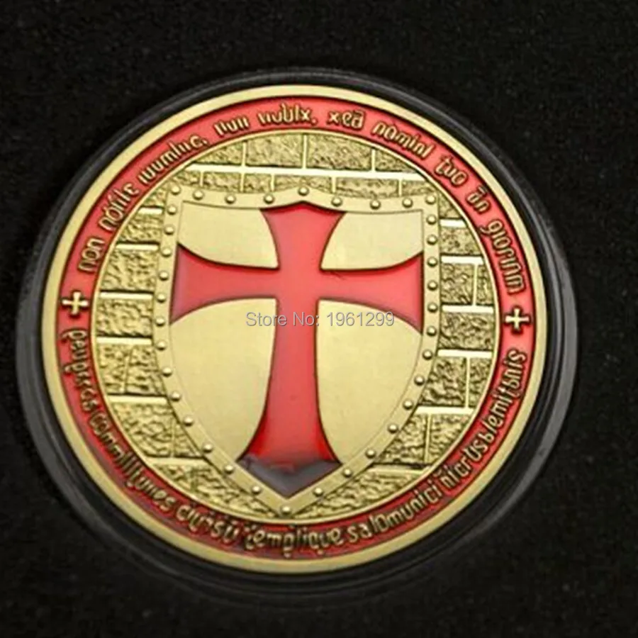 Templários com Cruz Lote Frete Grátis Freemasons Cavaleiros Vermelha Cor Vitrificada Ouro Clad Cavaleiro Templário Rússia Moeda 10 Pçs –