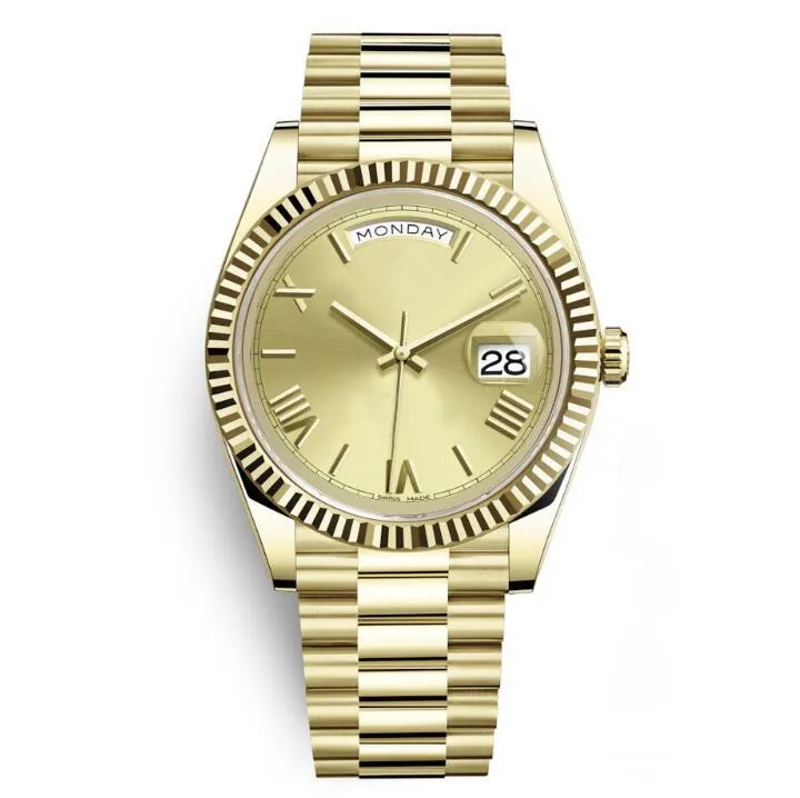 

DAYDATE 40mm Self-Winding Mechanical Crown Watch Gold Men High Quality President Sapphire Original Clasp Watches Roma Dial watch