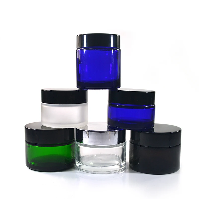 Download 50pcs 30g Cosmetic Packaging Amber Blue Green Clear Black Glass Cream Jar With Black Aluminum Lid 1oz Glass Cosmetic Jar Refillable Bottles Aliexpress