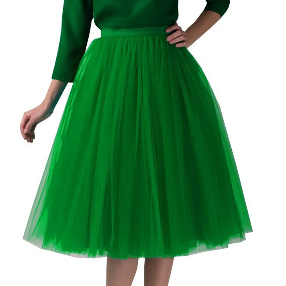 

Colorful Skirts Womens High Quality Pleated Gauze Ball Gown Skirt Adult Tutu Dancing Skirt faldas mujer moda 2019 #25
