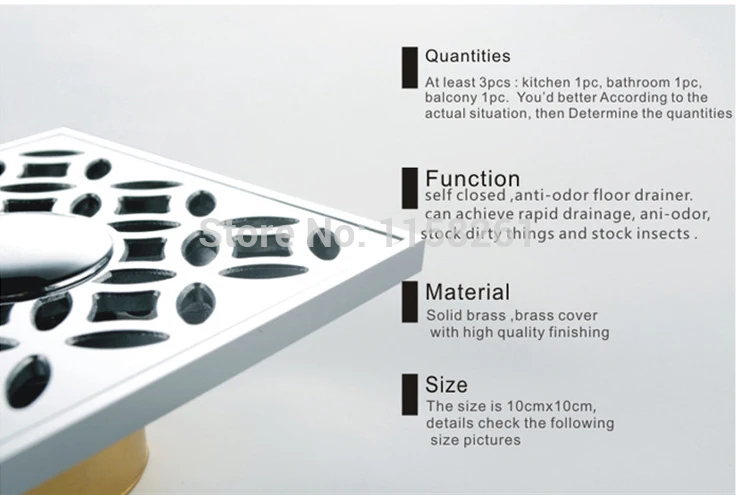 Стоки 10x10 см квадратный латунный дренаж Продольный Слив для душа крышки стиральная машина использовать ванная комната балкон отходов решетки BS-8