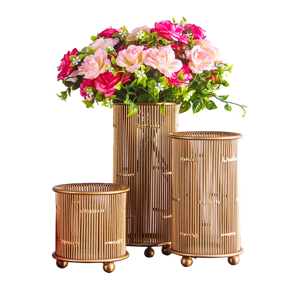 Европейский стиль золотой цветок ваза металическое украшение для дома ремесло искусство