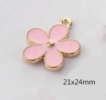 Lots 40Pcs Enamel Alloy Daisy Flower Charms Pendant Jewelry Findings DIY Crafts 