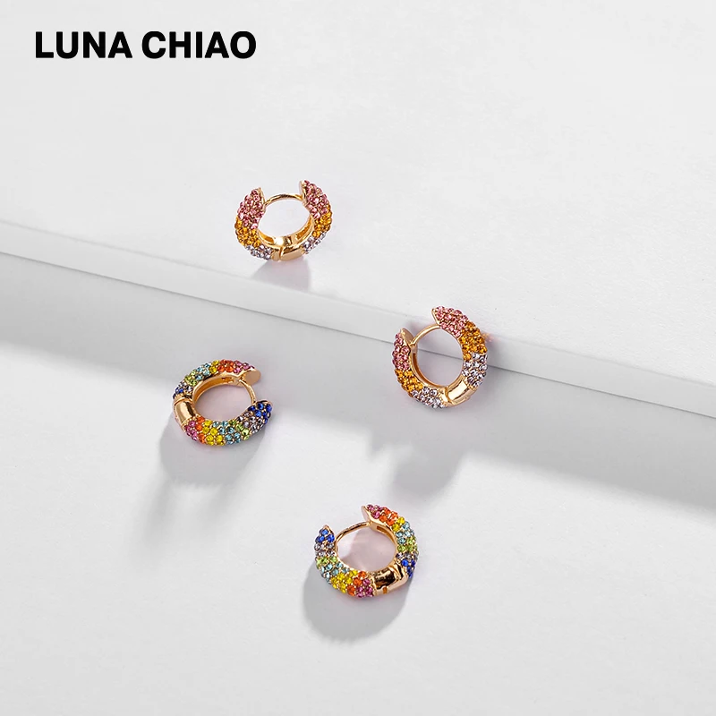 Женские мини серьги обручи LUNA CHIAO популярные эмалированные каффы Пупс лето