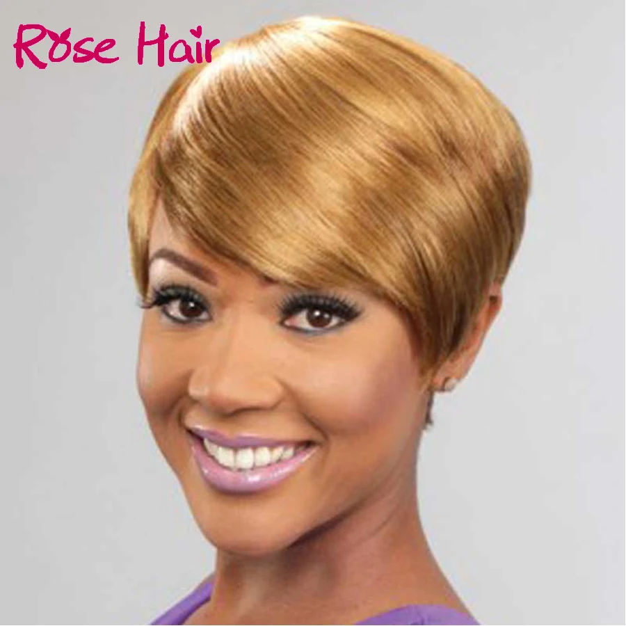 Highlight Blonde Female Haircut Short Straight Hair Wig