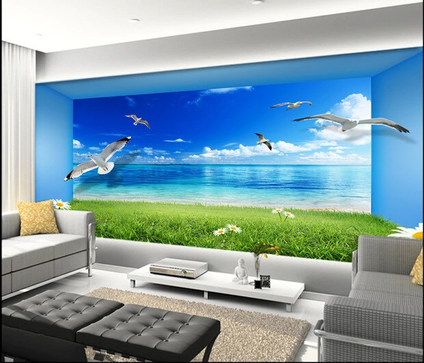 

3D wallpaper custom mural non-woven wall paper The sitting room TV setting wall is beautiful sea view 3 d wall murals wallpaper