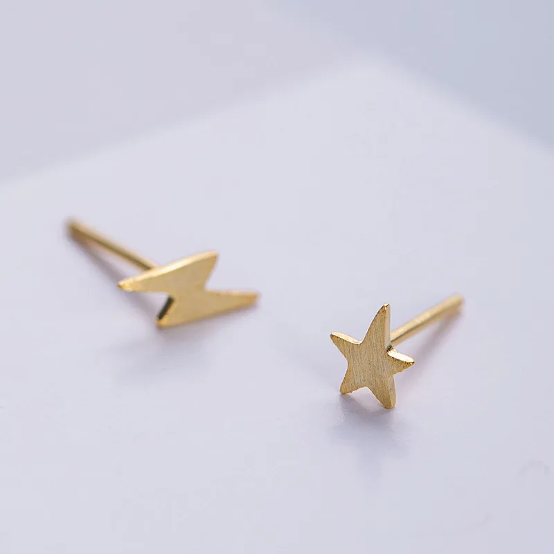flash star lightning golden earrings woman S925 silver jewelry fashion earrings for women gift silver earrings
