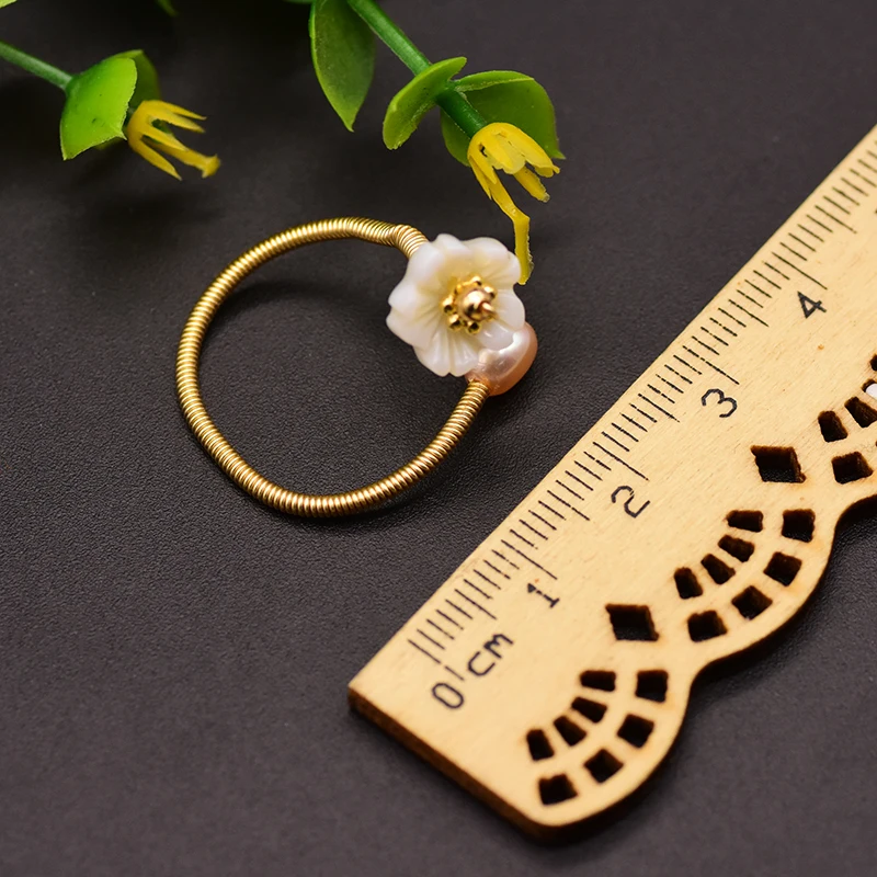 GLSEEVO оригинальное дизайнерское цветочное кольцо ручной работы в виде ракушки для женщин, подарок на день рождения, жемчужное кольцо, хорошее ювелирное изделие, Anillos Mujer GR0247