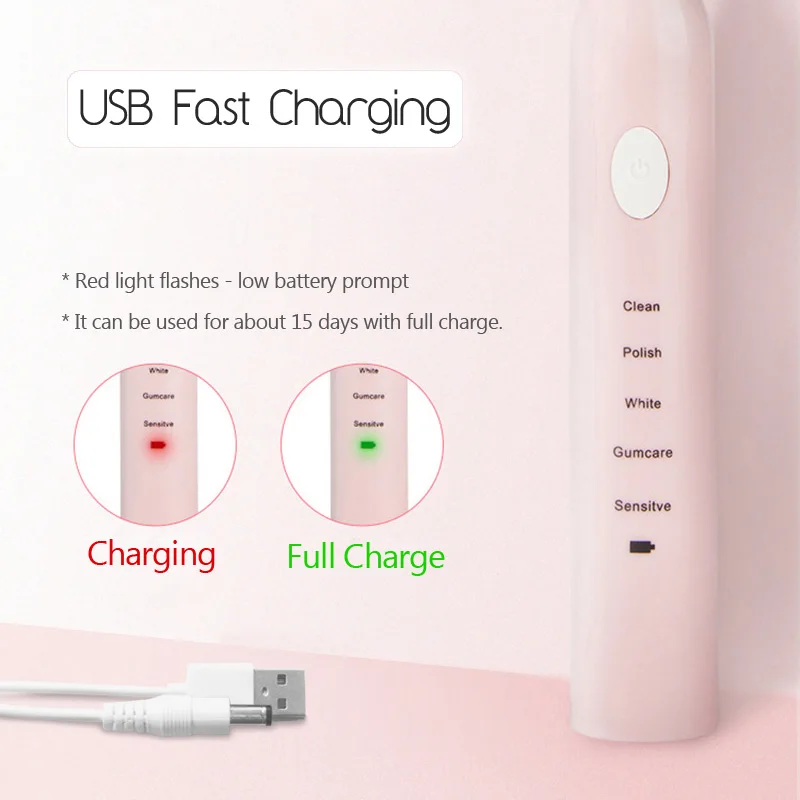 Escova de Dentes Escovas de Dentes com 3pcs Elétrica Temporizador Adulto Carregador Recarregável Substituição Cabeças Escova D43 Usb 8 usb recarregável escovas de dentes com 3pcs