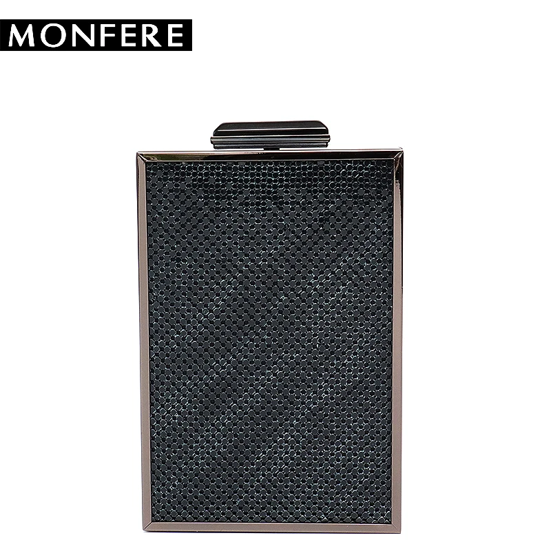 

MONFERE Women Clutch Purse Day Night Party Clutches Metallic Box Evening Bag Shiny Metal Frame Hard Case Purse Dating Night Club