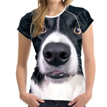 NOISYDESIGNS/Харадзюку кавайные женские летние футболки с принтом собаки бордер колли, дышащие футболки с круглым вырезом и коротким рукавом, Повседневная футболка