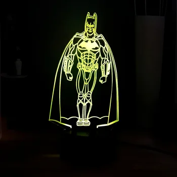 

Amroe 3D Cartoon Novel 7 Color Change Decoration Atmosphere Table Light LED Marvel Figure Batman USB Touch Remote Lamp Kids Gift