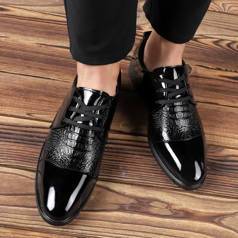 elegant british formal dress leather shoes men fashion snake skin pointed dress office dress footwear brogue oxford shoes men (15)