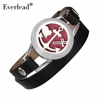 

EVERLEAD leather charm bracelet women tops ladies bracelets locket stainless steel essential oil aromatherapy bangle jewelry