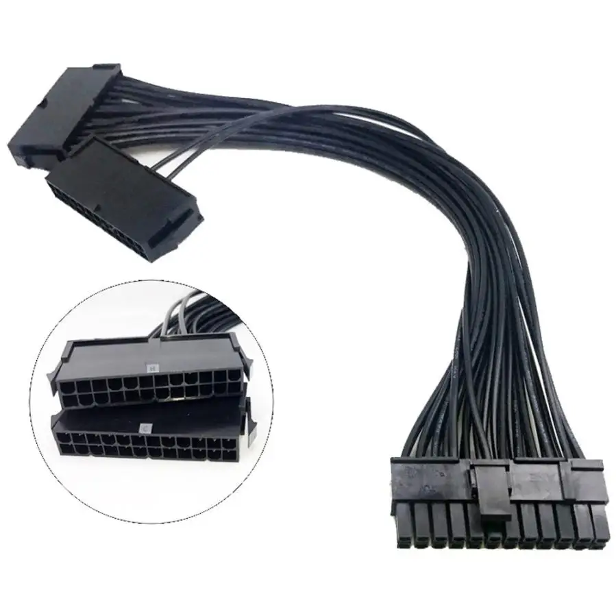 Power Supply PSU 24 Pin ATX Mainboard Motherboard Adapter Connector Cable Dual