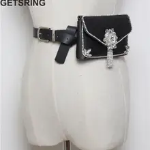 GETSRING женская сумка, Женские поясные сумки, поясные сумки для денег, поясные сумки для женщин, новинка, с кристаллами, кисточками, поясные сумки, черные, модные, повседневные