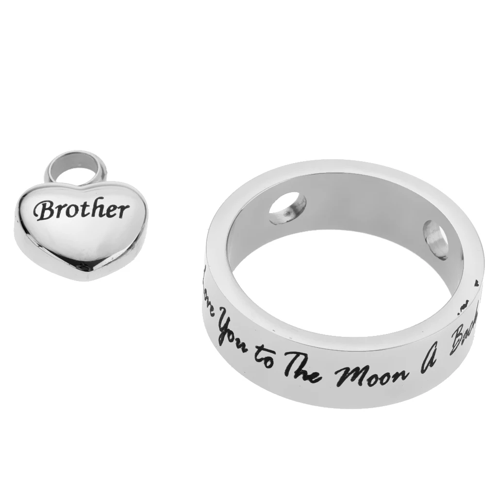 Round Loop Heart I Love You to the Moon and Back Stainless Steel Urn Pendant Memorial Keepsake Jewelry