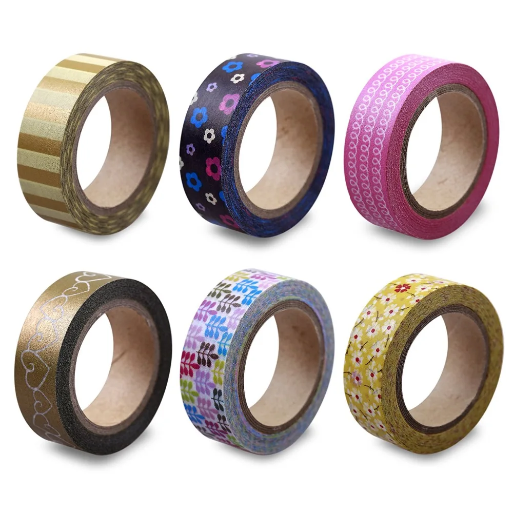 LolliZ 6 PCS/Pack Washi Tape Adhesive Tape Retro Chic Set DIY Decorative Tape Color Paper