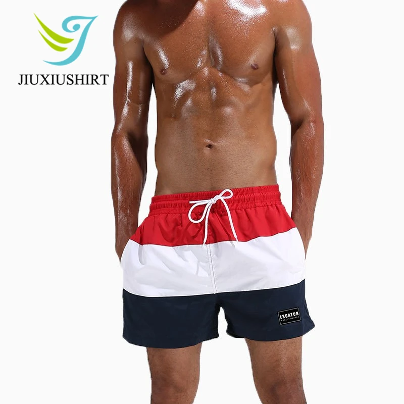 

2018 Men Swimsuit Swimwear Striped Beach Shorts Swim Trunks Swimming Surf Broad Briefs Quick Dry Running Shorts Beachwear M-XXXL