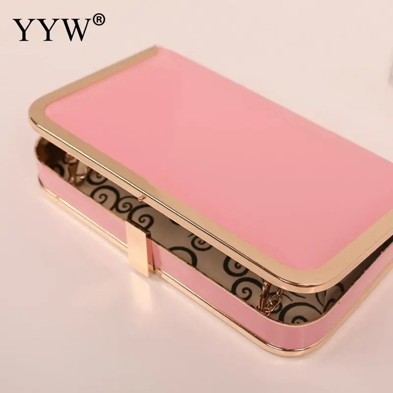 

Pink Pu Box Envelope Clutch Evening Bag Elegent Chain Women Handbag For Party Shoulder Bag For Wedding Red Club Night Bag