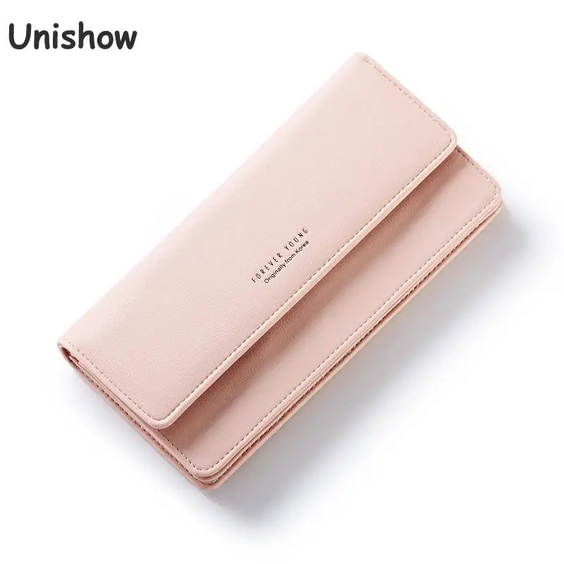 

Unishow Brand Wallet Women Long Pu Leather Purse Simple Elegant Wallet Female Lady Phone Case Purse Girl Card Holder Coin Pocket