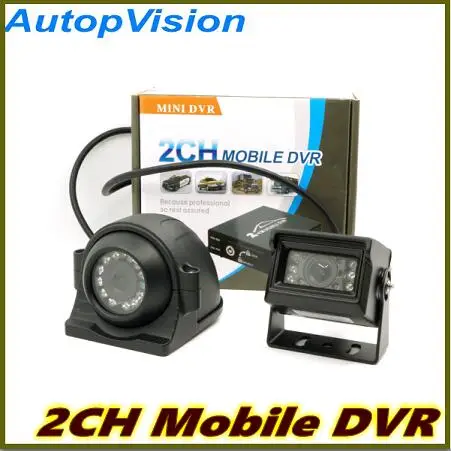  2CH Mobile DVR Bus Vehicle Security DVR with Alarm Motion Detective 24 Hours Monitor Support 128GB Remote Control with camera