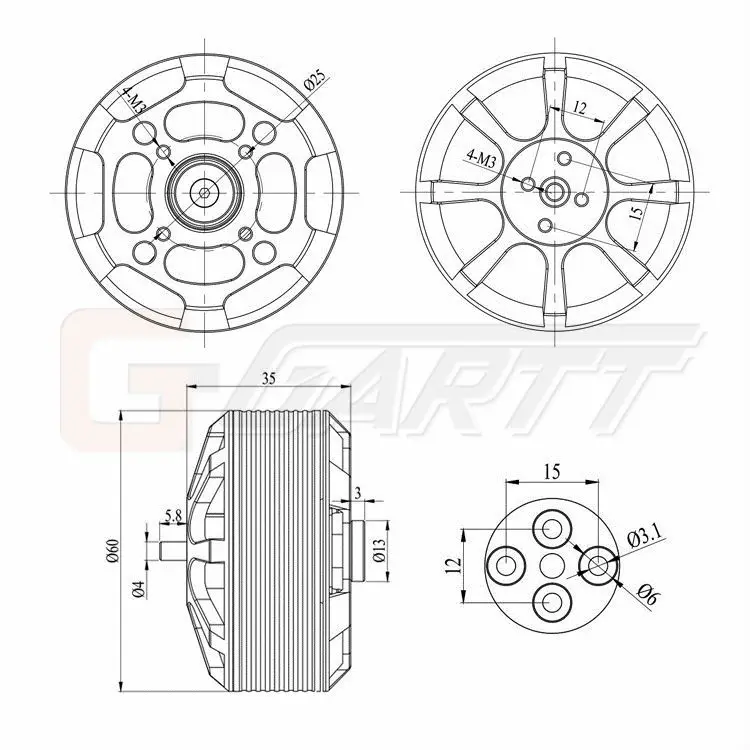 4 шт. GARTT ML 5215 340KV безщеточный для мультикоптера квадрокоптера гексакоптер RC, Дрон