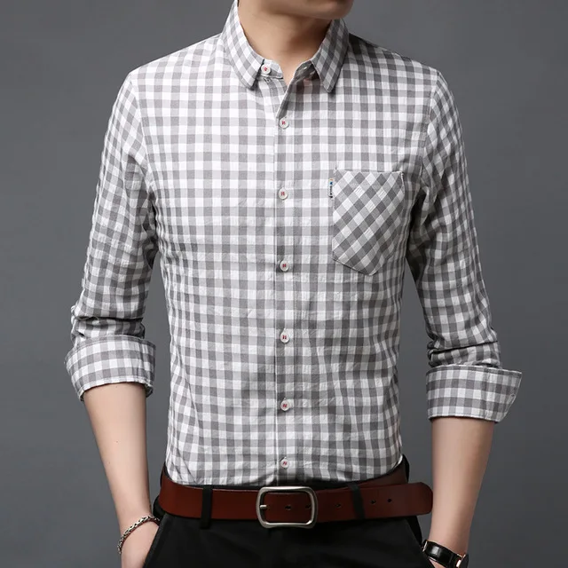 Известный бренд полный молодой жизненной силы для четырех сезонов носить лацкане с длинными рукавами Мужская рубашка Повседневная Дикий мужская клетчатая рубашка