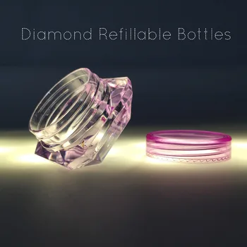 

10Pcs Cosmetic Diamond Refullable Bottles Empty Jar Pot Nail Chrome Powder Eyeshadow Makeup Face Cream Lip Balm Container