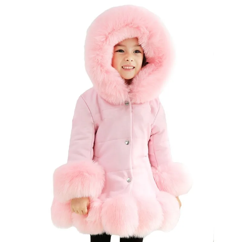 

Girl Autumn Loose Coat 2018 New Korean Children's Keep Warm Overcoat Fashion Student Free Shipping Leather Cotton Girls Pink