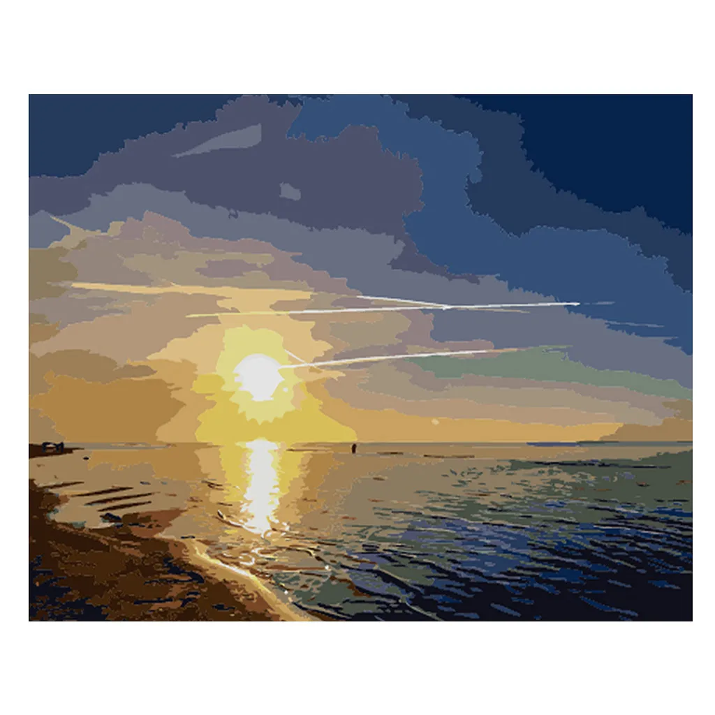 

Frameless Sunset DIY Digital Oil Painting Paint By Number Canvas Artwork Wall Room Home Decor