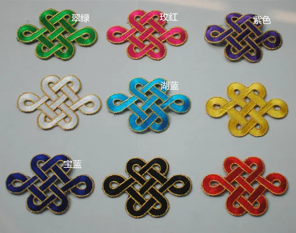 95cm65cm multicolor chinese knot embroidery lace fabric applique
