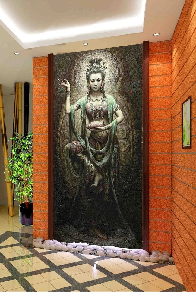 

3d room wallpaper custom mural non-woven Wall sticker Dunhuang bodhisattva dance porch painting photo wallpaper for walls 3d