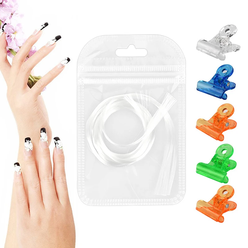 

1M Nail decoration White Acrylic Nail Extension Tips Extension Tool Nail Art Fiberglass with 5 Securing Clip for UV Gel DIY