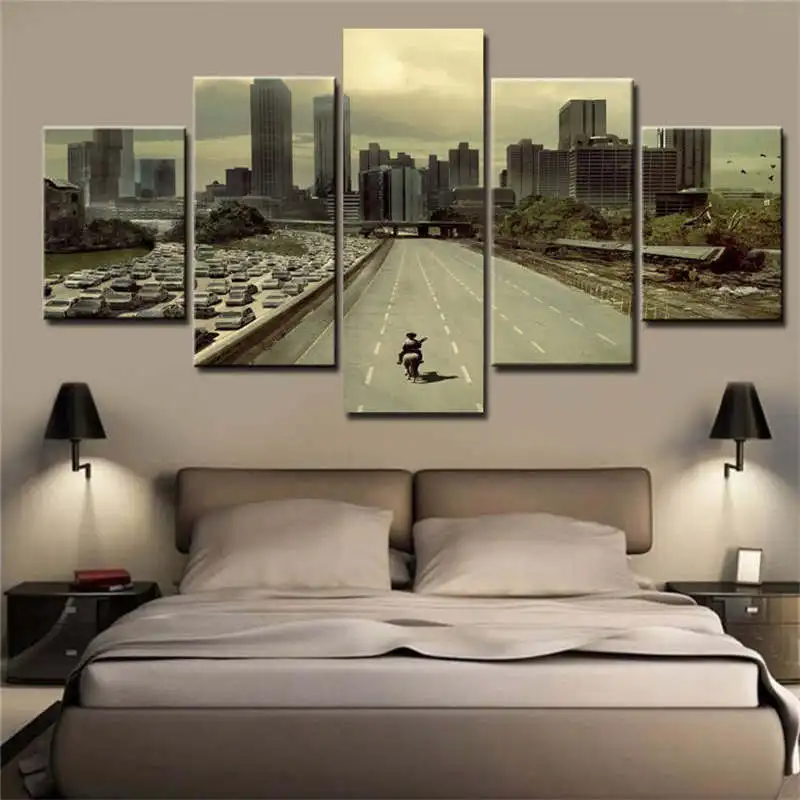 

Miaodu 5d Diy 5 Pieces Poster Wall Art Photo Decor Panels Movie Walking Dead Abstract Pictures Diamond Painting Embroidery gift