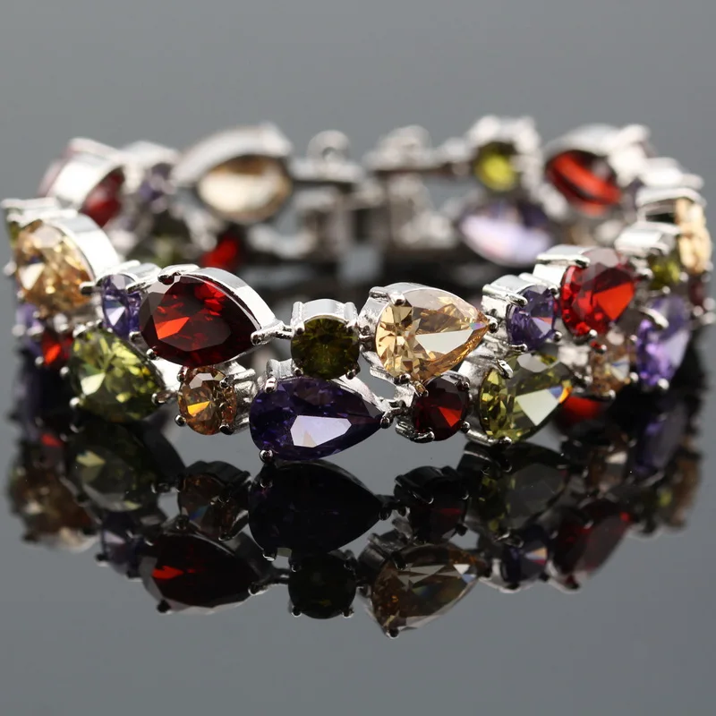 LAN 2017 New Silver Plated Jewelry Multicolor Red Garnet AAA Zircon For font b Women b