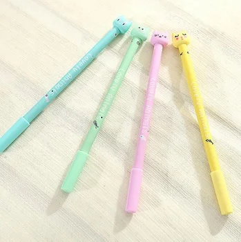 

1pcs/lot 0.5mm Black Ink 3D Cute Design Cat Head Candy Color Straight Rod With Cap Gel Pen Funny Students' Prize Gift