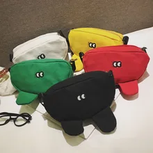 15 шт./партия, модная детская сумка с ушками на талии, милая креативная холщовая маленькая нагрудная сумка для детей, повседневные сумки через плечо