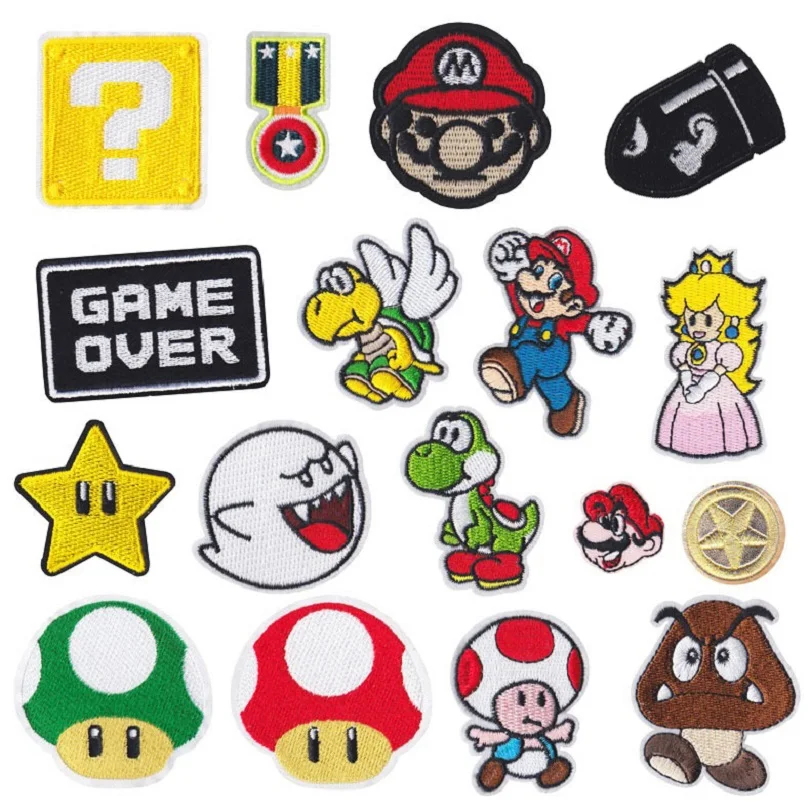 

Retro Game Gifts Kids Applique GHOST BOO MARIO GAME Bullet Bill power up mushroom Princess Craft Sew IRON ON PATCH