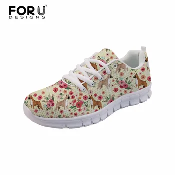 

FORUDESIGNS Boxer Flower Mesh Women Sneakers Casual Shoes Summer lightweight Dachshund breathable Trainers Flat Zapatos Mujer